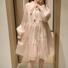 화사한 핑크 원피스 임신복 쉬폰 임산복 임부복 산모복
