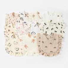 턱받이 신생아 유아용 면화 아기 Burp Cloths Muslin Baby Feeding Drool Bib Bandana Ruffle Saliva Towel 액세서리, [13] F, 1개