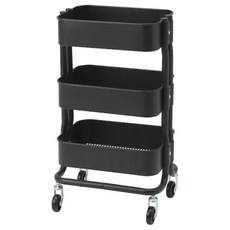RASHULT 로스훌트 카트 38x28 cm 로스코그 트롤리 웨건 3단 이동식, 블랙 304.459.91