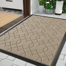 Yimobra 현관 매트 야외 실내 74.1 x 43.2cm(29.5 17인치) 사계절용 튼튼한 도어 외부 입구 전천후 웰컴 미끄럼 방지 파티오 블랙, 29.5"x17" (Small), 라이트 베이지