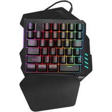 한 손 RGB 백라이트 게이밍 키보드 35 키 USB 유선 멤브레인 키캡 손목 받침대 지원 PS4 PC용 미니 키보드 게임 컨트롤러 Bindpo