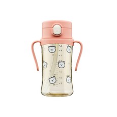 아키움 패턴 디자인 유아빨대컵 아키컵 유아물병 단품, 핑크 베어 260ml, 1개, 260ml