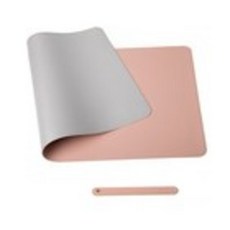 PU가죽 파스텔 방수 마우스 장패드 양면형 70 x 35 cm, 핑크 + 그레이, 1개