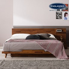 잉글랜더 피칸 멀바우 평상형 침대(매트제외-라지킹), 멀바우 브라운