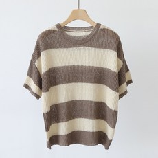 여성스트라이프반팔니트