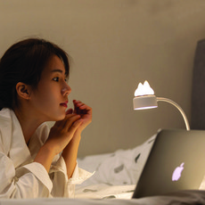 탑라이팅 LED단스탠드 고양이무드등 클립형데스크램프, 핑크
