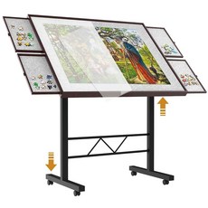 직소 퍼즐 테이블 1500피스 조절 가능한 높이 및 보드 커버 서랍 4개 성인용 86.4 x 66cm(34 26인치) 테이블 도어용 다리가 있는 커버가 보드 (커피 색상), 블랙