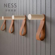 월 행잉 레더스트랩 집안 세련된 아이디어 원목 가죽 스트랩, 01 블랙 3장