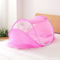 0-3 세 접이식 아기 모기장 설치 무료 아기 모기 커버 세 조각 세트 크로스 국경 원피스 드롭 배송, 매트 + 베개 제외한 모기장), 핑크 도트