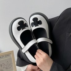 도톰한 밑창 작은 구두녀 2022년 봄 패션 빈티지 귀여운 여동생 영륜풍 외출 키높이 부드러운 밑창 단화