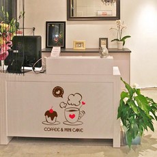 포도C그래픽스티커 ip163-커피와미니케이크(소), 화이트+레드