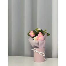 니트꽃다발 완제품 화분 졸업 축하 선물 조화 니트꽃송이 뜨개꽃다발 미니꽃다발, 꽃화분 분홍