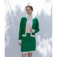 SELITIO 라인 포인트 소프트 니트 셋업 그린