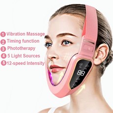 턱 마사지 턱관절 microcurrent v face shape facelifting ems 페이셜 슬리밍 이중 제거제 led 라이트 테라피 페이셜 리프트 장치, 분홍색