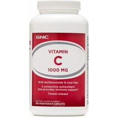 GNC Vitamin C 1000 with Bioflavonoids and Rose Hips Timed Release 180 Tablets, One Size, One Color