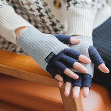 겨울 더블레이어 두꺼운 보온 큐트 학생 털실 다섯 손가락 구멍 가리키다