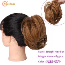 가발 헤어피스 똥머리 meifan 합성 지저분한 머리띠 chignon 고무 밴드 bun, 1개