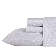  Laura Ashley Home 새틴 컬렉션 침대 시트 세트 실크처럼 매끄럽고 빛나는 광택의 100% 면 주름 방지 침구 퀸 릴리안 