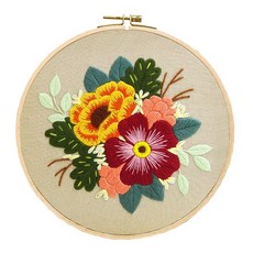 DIY프랑스자수패키지 해바라기 모란 꽃자수 만들기, 모란 (자수 스트레치 포함)
