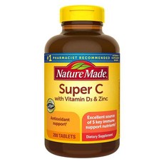 네이처메이드 수퍼C 비타민D 아연 Nature Made Super C with Vitamin D3 & Zinc 200정, 1개