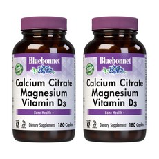 블루보넷 칼슘 시트레이트 마그네슘 비타민 D3 캐플렛, 2개, 180정