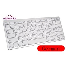러시아어 프랑스어 스페인어 무선 블루투스 3.0 키보드 아이폰 안드로이드 태블릿 PC 미니 키보드 아이패드 시리즈 iOS, SILVER GERMAN
