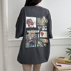 여성 캐주얼 오버핏 루즈핏 반팔티 티셔츠
