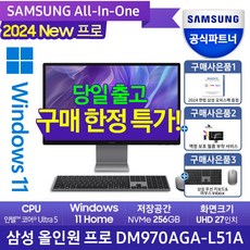 [액정보호필름부착+한컴증정]삼성전자 삼성 올인원프로 DM970AGA-L51A 일체형PC 올인원PC 신제품 고성능 일체형컴퓨터 AI PC, 인텔ULTRA5/RAM16GB/NVMe256GB, 선택없음, 선택없음, 16GB