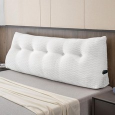 대형 볼스터 삼각형 헤드보드 웨지 등받이 포지셔닝 서포트 침대 받침대 독서 베개 탈착식 커버 포함 데이 베드 2층 침대용 전체54x8x20인치, 화이트