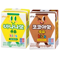 빙그레 키즈우유 120ml 바나나맛우유24팩+코코아맛우유24팩(총48팩)