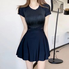 수영복 여성 단색 보수 슬림핏 원피스 드로즈 배낭 온천 수영복