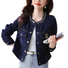 봄가을 여성 노카라 캐주얼 데님 청자켓 women's jacket 비보뉴 A31 Z223G938