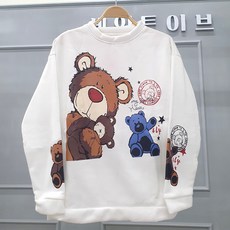 [세인트이브] 빅사이즈 1+1 곰인형 루즈핏 맨투맨 2장