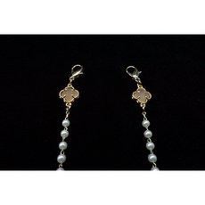핑크 네잎 클로버 보석 진주 마스크 스트랩 목걸이 안경 선글라스 줄
