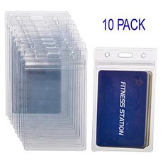 KEYLION 10 헤비 듀티 ID 카드 배지 홀더 클리어 버티컬 비닐 PVC with 방수 타입 Resealable Zip 플라스, 상세 설명 참조0, One Color