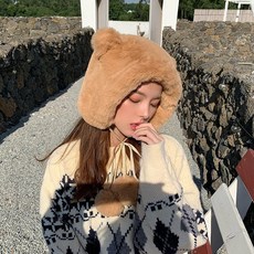 A18454 방한 귀달이 토끼털 페이크 퍼 군밤모자