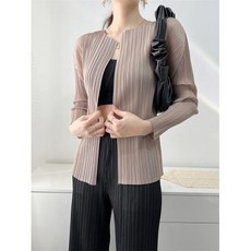 플리츠가디건 플리츠 자켓 블라우스 상의 여성 스몰 단색 출퇴근 버전 빅 사이즈