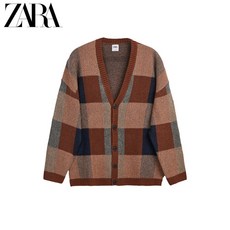 해외 zara 2020 남성 체크 자카드 니트 가디건 057-27017