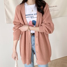 아모르데이 여성용 론웰나그랑가디건 루즈핏 하찌 브이넥 데일리 베이직 니트 가디건