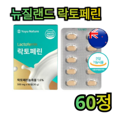 뉴질랜드 산 초유 락토페린 500mg x 60정 2개월분 단백질 면역 력 향상 항산화 체중 감량 다이어트 장 건강 노화 방지 여드름 감소 빈혈 골다공증 예방 영양제 정 여성 주부, 2개