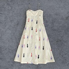  옐로우 꽃병프린트 롱원피스 비치 스커트 