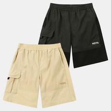 네파키즈 [2001아울렛 중계점] 스크류 서커 숏츠 (2Color) 땀과 열 배출이 잘되고 시원한 시어서커 소재 저지와 우븐이 믹스된 5부 반바지
