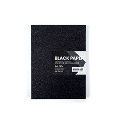 star starred 두꺼운 반짝이 펄 검정 종이 (Glitter Black Cardstock), 250g A4 50매