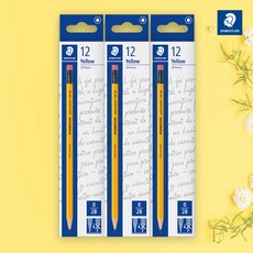 스테들러 STAEDTLER 옐로우 연필 134 (HB 2B) (1다스 12자루), 2B, 3개