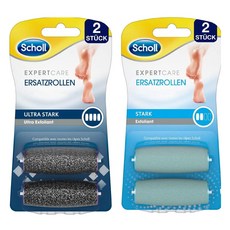 Scholl 숄 엑스퍼트 풋 케어 발 뒤꿈치 전동 각질 제거기 교체용 롤러 리필 2종 세트 독일 내수용, 1개