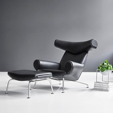 북유럽 한스웨그너 ox chair AC70 황소 의자 라운지 옥스 체어 안락의자 라운지, (가죽 사이드 체어 + 발판), 극세사 -스툴
