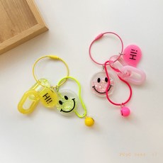 쿠션 꽃 키링 열쇠고리 가방고리, 옐로, 1개