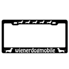 Rossne G sun Dachshund Wienerdogmobile 블랙 메탈 번호판 프레임 여성용 재미있는 홀더 225548