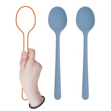 비비또 일체형 실리콘 이유식조리 스푼 2개, 쿨 블루