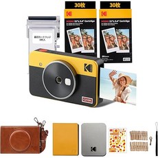 KODAK 코닥 미니 Shot2 레트로 4PASS 2in1 즉석카메라&포토프린터5 3x8 6cm+카메라본체8매입+60장악세사리 번들 옐로우 2x3 68 노란색, 1개